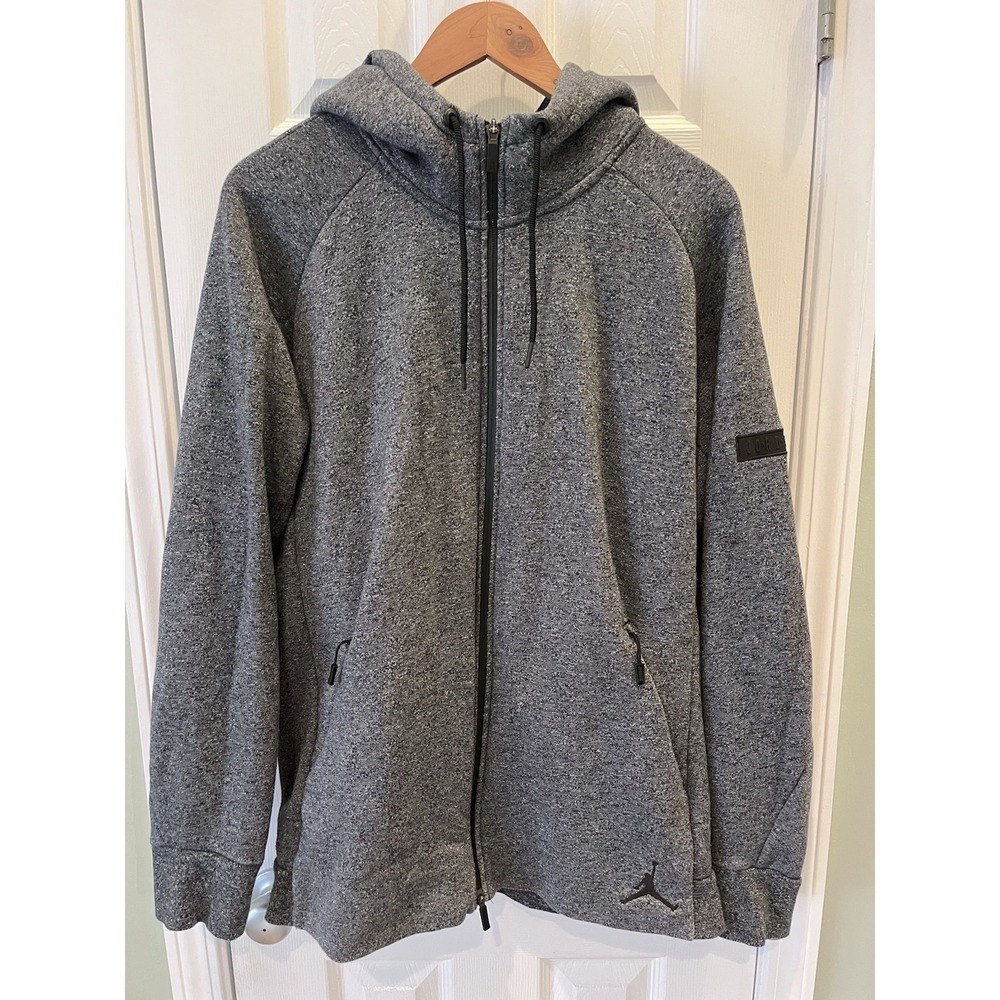 Jordan Mens XL Icon Fleece Full Zip Jacket Gray Air Jumpman Hoodie Athletic Nike
